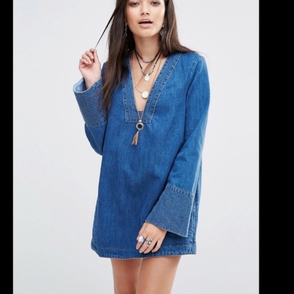 free people denim tunic